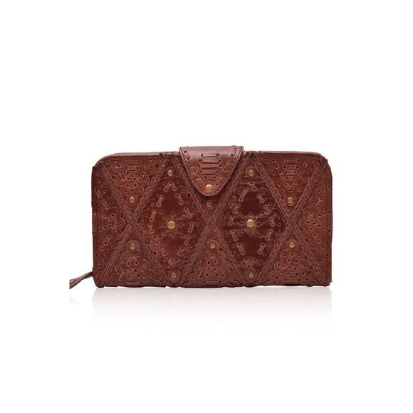 Elf Colibri Vintage Brown Leather Crossbody Clutch NEW